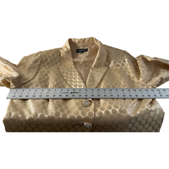 Nebiani Women's 18W Gold 2-Piece Dress Suit Formal Polka Dot STAIN ON FRONT - Picture 13 of 16